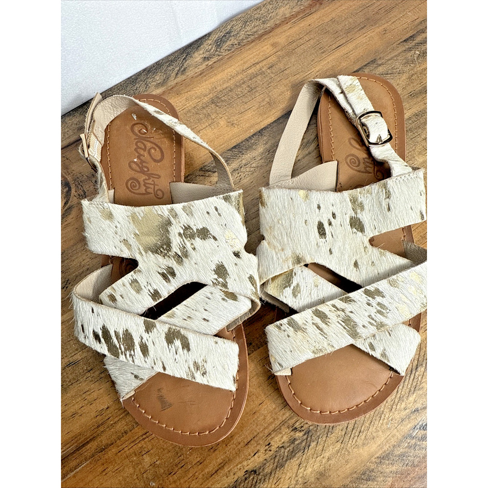 Naughty Monkey Sandals Size 6.5 Women’s Western Style Festival White Gold Shoes